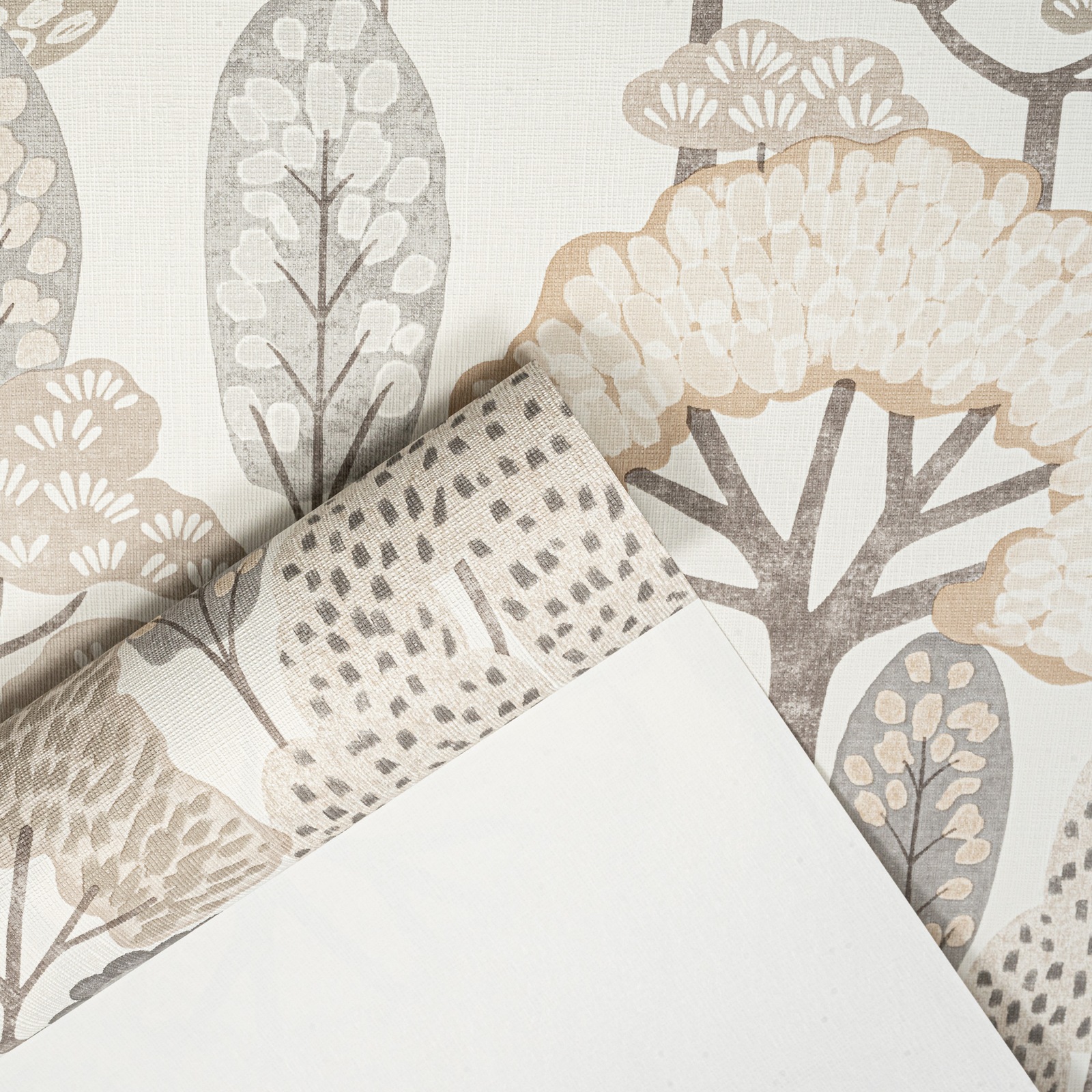 White Floral Wallpaper Grey Beige Brown Tones Tree Slightly Imperfect Vinyl - Image 5