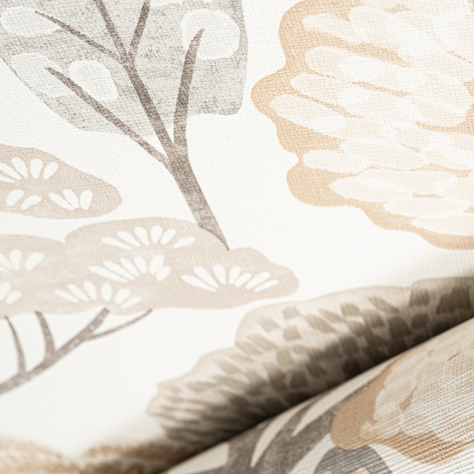 White Floral Wallpaper Grey Beige Brown Tones Tree Slightly Imperfect Vinyl - Image 2