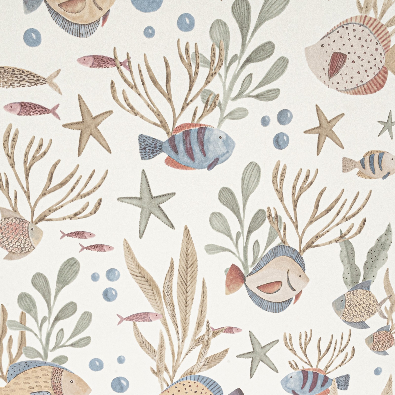 White Tropical Fish Wallpaper Quirky Thick Vinyl Slightly Imperfect Feature - Image 8