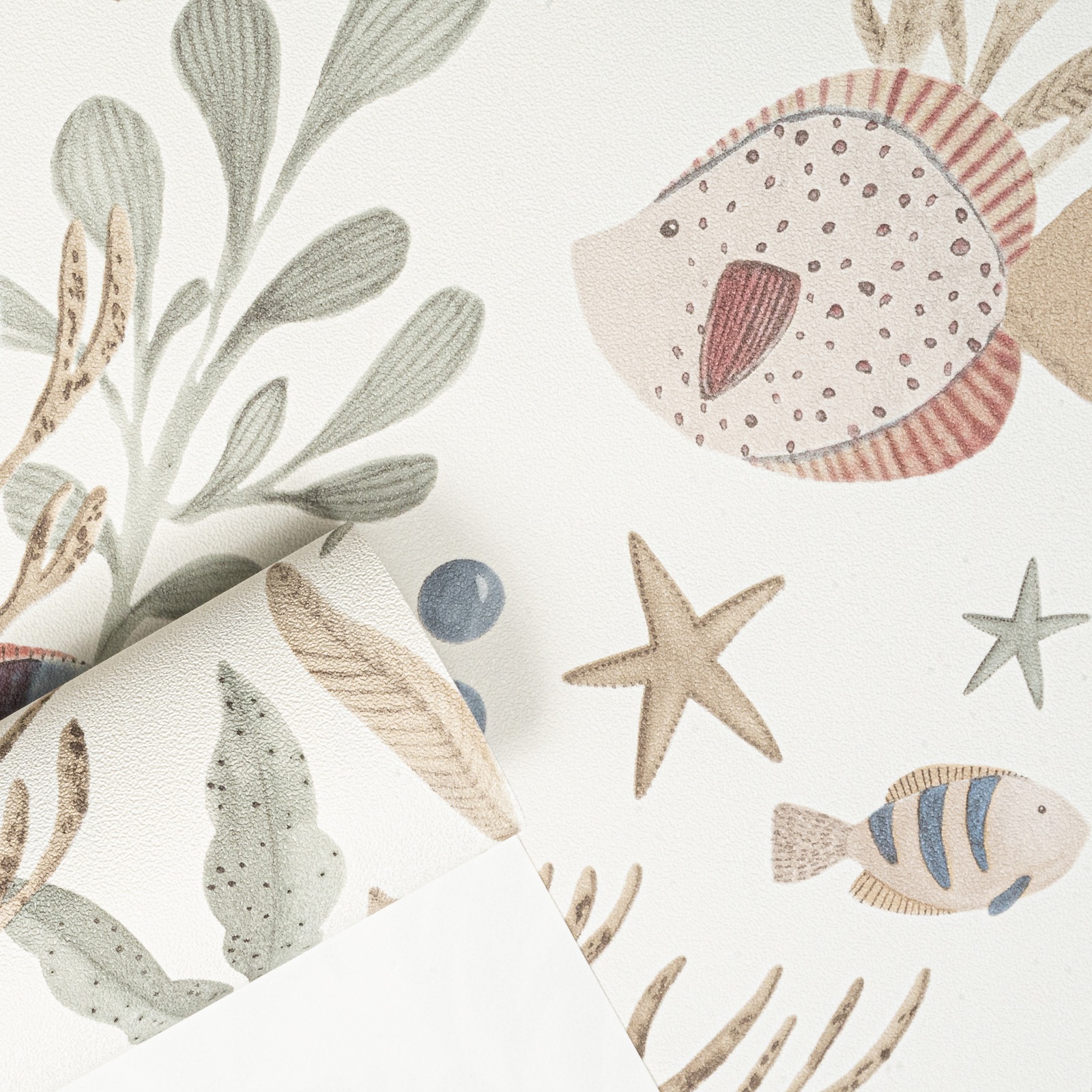 White Tropical Fish Wallpaper Quirky Thick Vinyl Slightly Imperfect Feature - Image 7