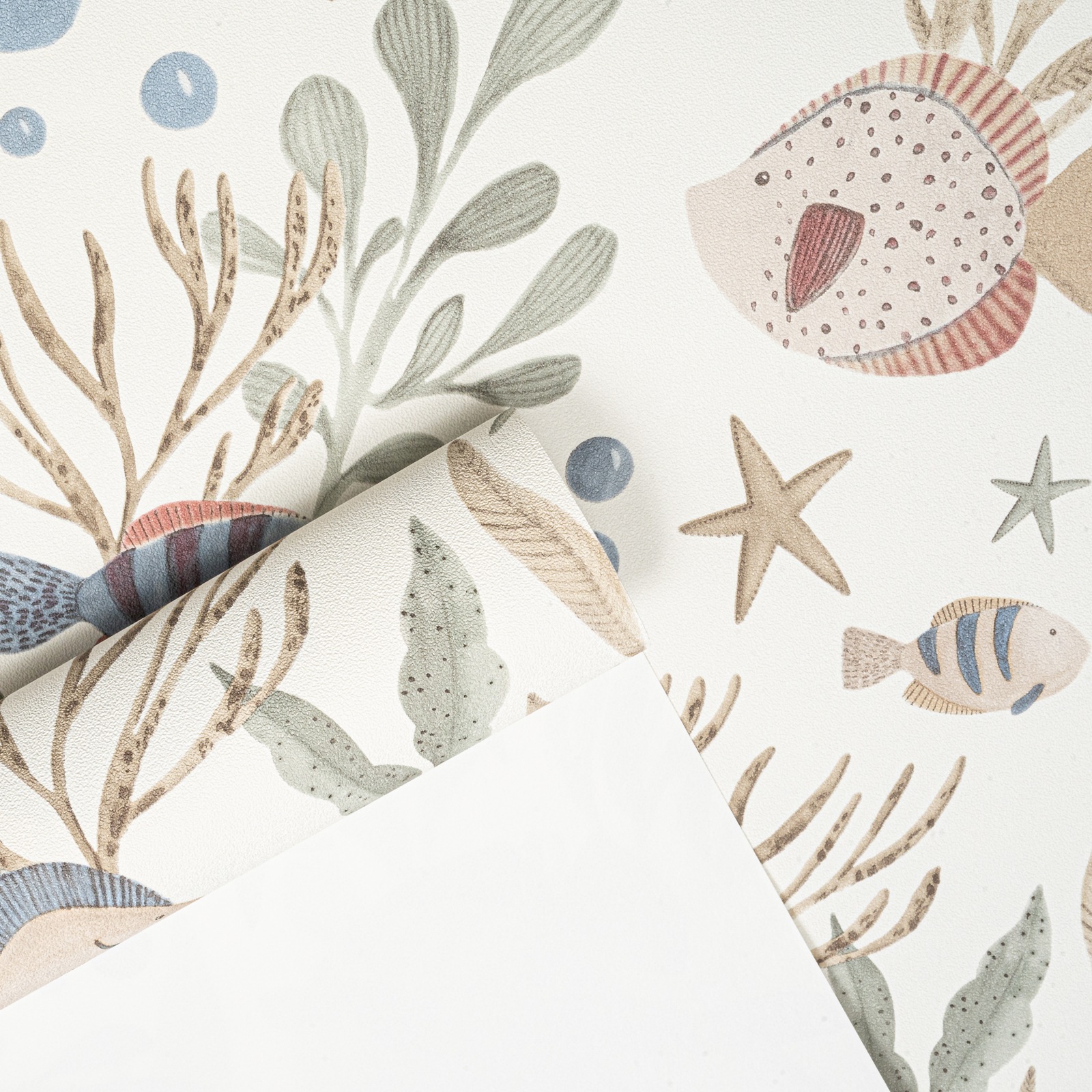 White Tropical Fish Wallpaper Quirky Thick Vinyl Slightly Imperfect Feature - Image 5
