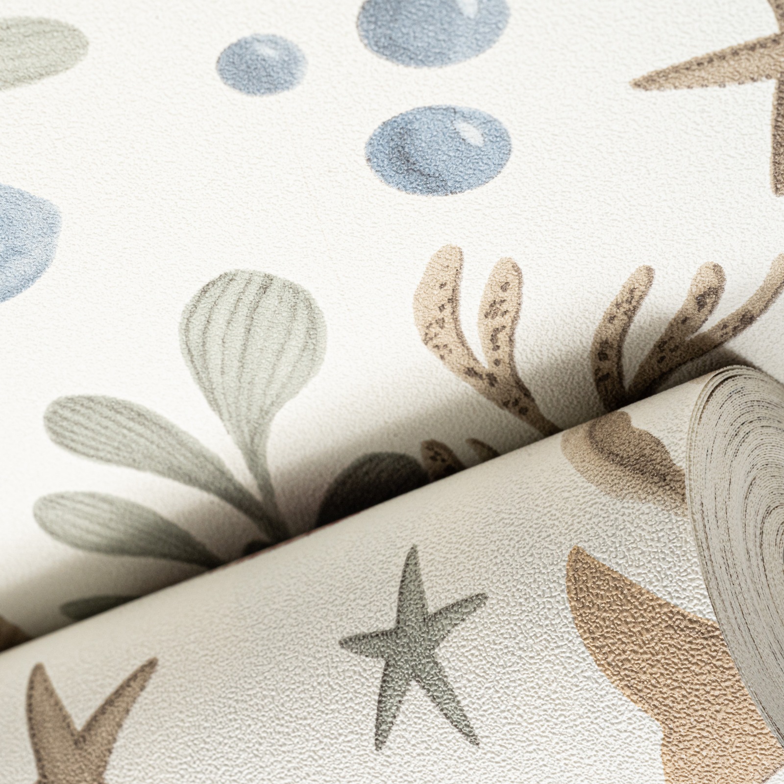 White Tropical Fish Wallpaper Quirky Thick Vinyl Slightly Imperfect Feature - Image 3
