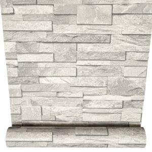 Grey Slate Brick Effect Wallpaper Thick Textured Vinyl Slightly Imperfect