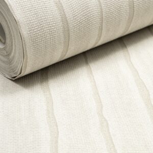 Cream Beige Stripe Wallpaper Textured Vinyl Thick Slightly Imperfect