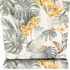 Grey Green Tropical Leaf Wallpaper Floral Textured Slightly Imperfect Vinyl Feature Wall
