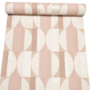 Pink Beige Geometric Pattern Wallpaper Thick Textured Vinyl Slightly Imperfect