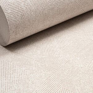 Beige Taupe Mix Geometric Pattern Wallpaper Silver Glitter Shimmer Textured Slightly Imperfect Vinyl