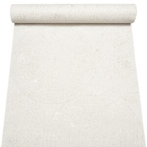 White Circle Geometric Wallpaper Beige Textured Thick Metallic Shimmer Slightly Imperfect Vinyl