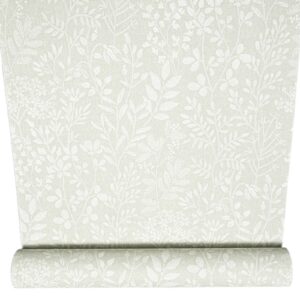 Pale Sage Green Floral Wallpaper Textured Slightly Imperfect Vinyl