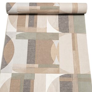 Brown Green Geometric Pattern Wallpaper Textured Vinyl Slightly Imperfect