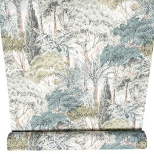 Green Floral Tree Wallpaper Jungle Theme Slightly Imperfect Textured Vinyl