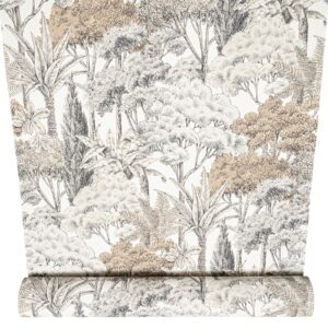 Brown Floral Tree Wallpaper Jungle Theme Slightly Imperfect Textured Vinyl