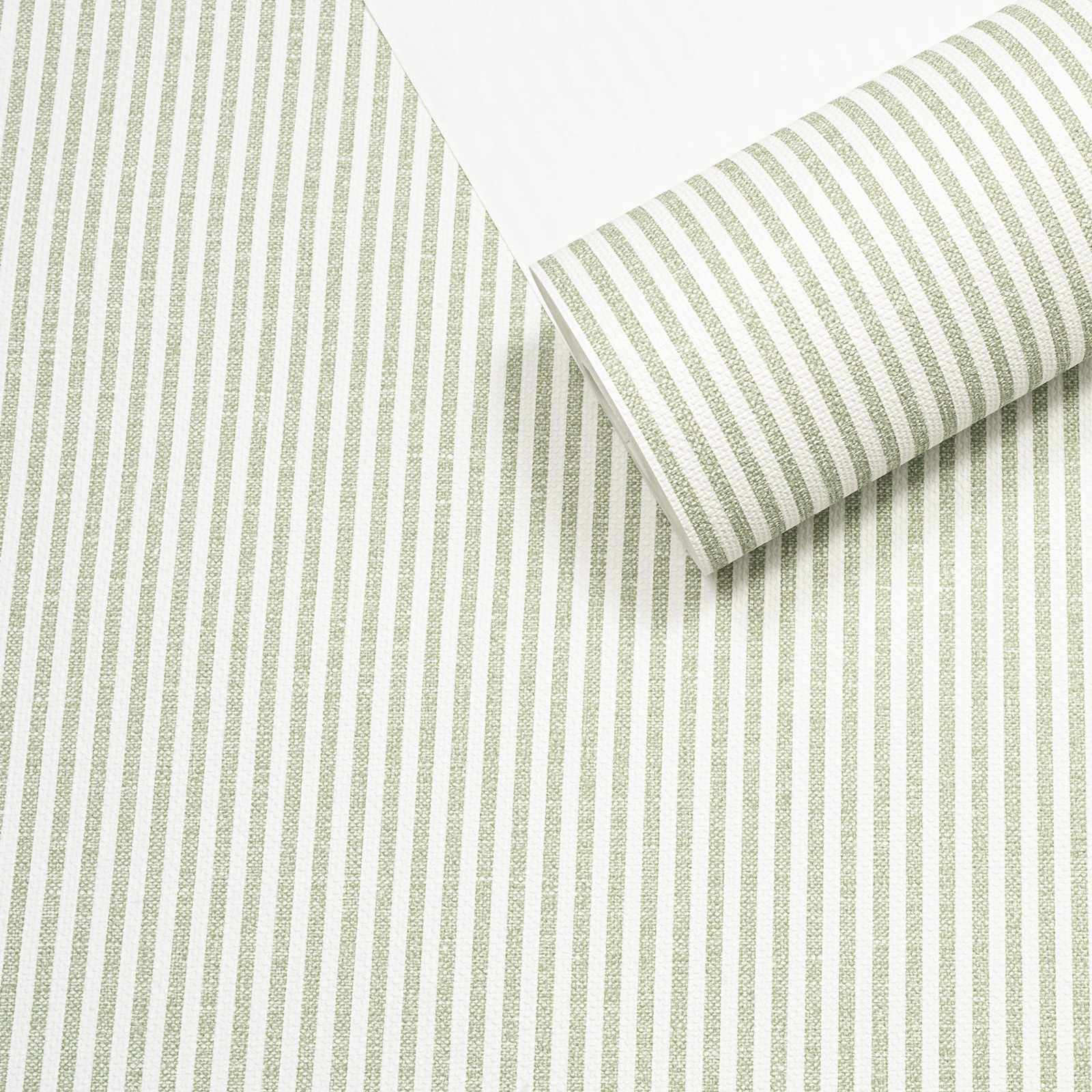 Green White Stripe Wallpaper Textured Slightly Imperfect Vinyl - Image 7