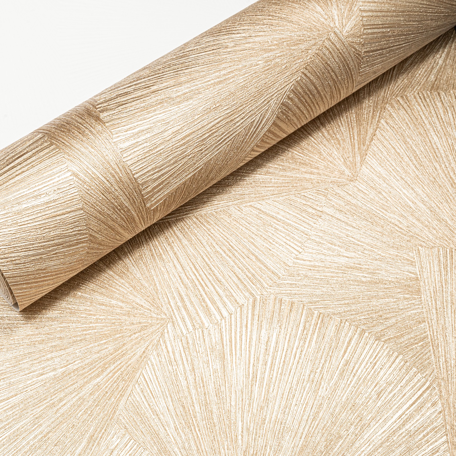 Gold Textured Wallpaper Fan Effect Paste The Wall Vinyl - Image 5