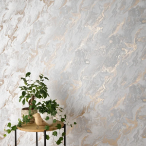 Grey Gold Marble Effect Wallpaper Textured Metallic Vinly