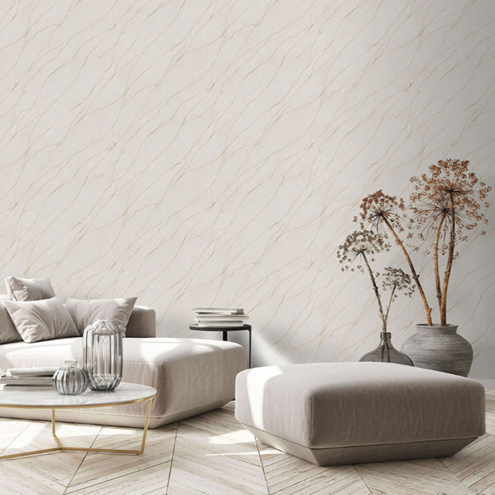 Beige Grey Mix Marble Effect Wallpaper Textured Metallic Non-Woven Vinyl Feature - Image 2