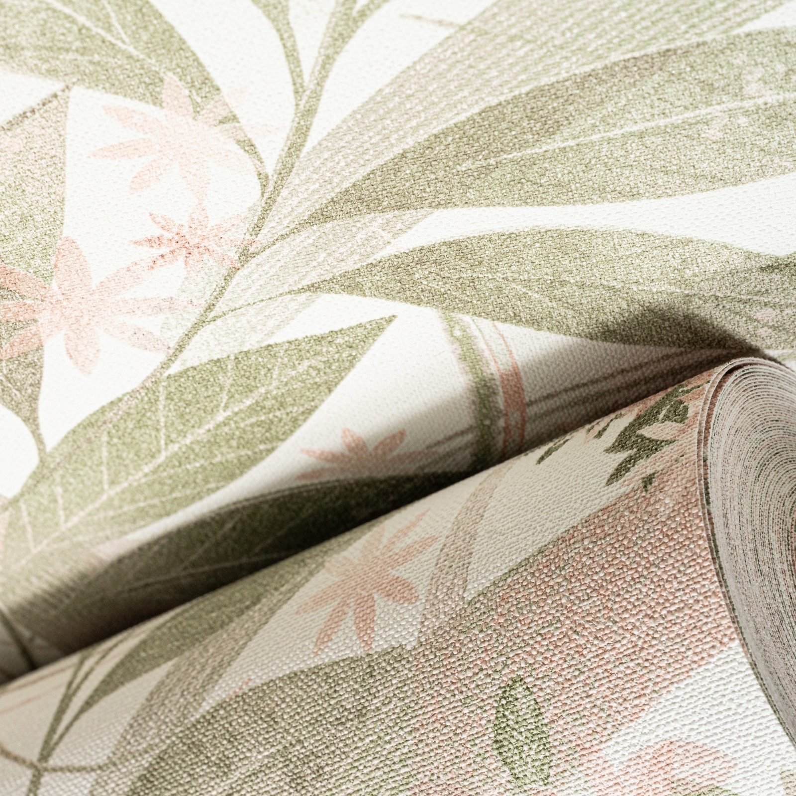 Pink & Green Floral Wallpaper Textured Vinyl Feature Wall - Image 4