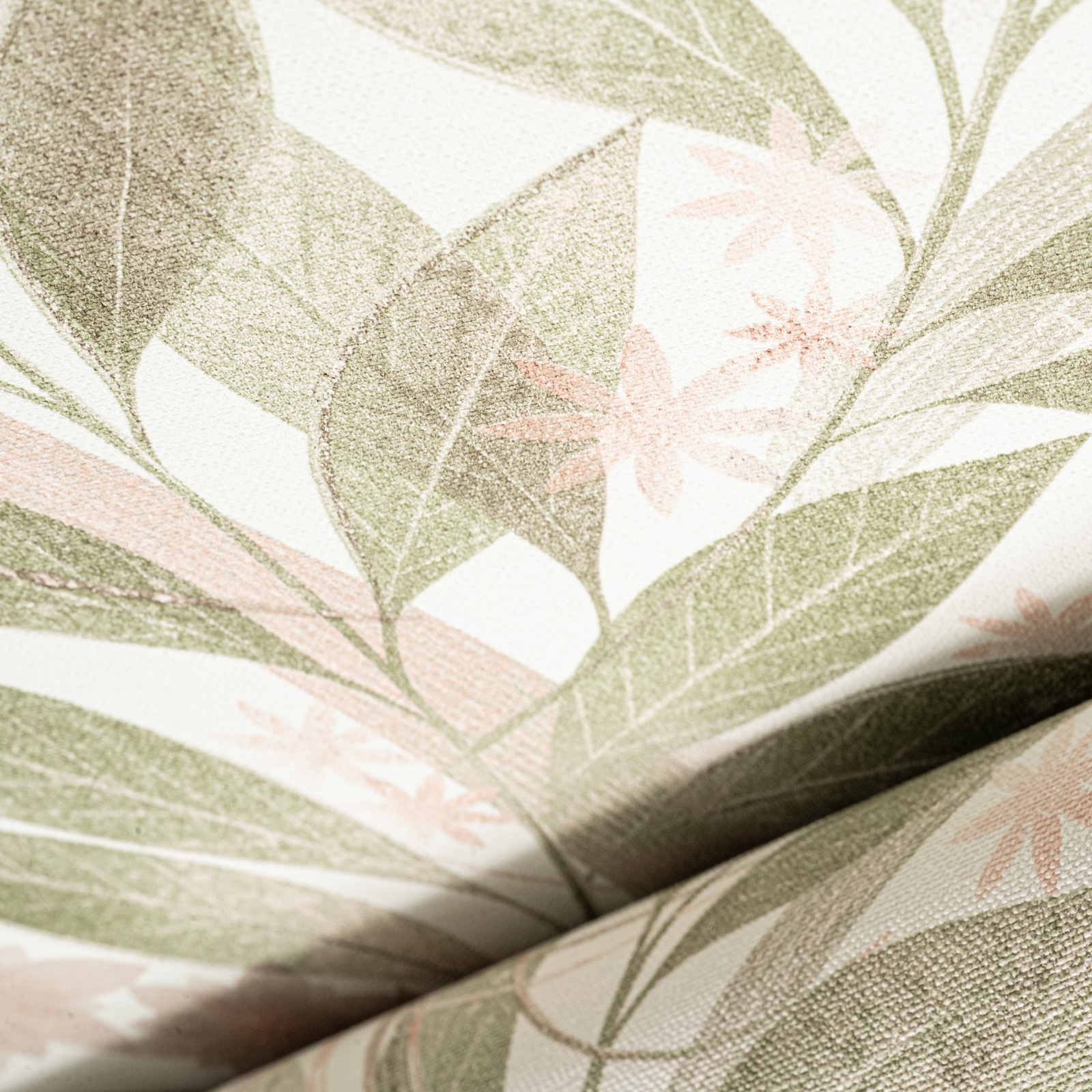 Pink & Green Floral Wallpaper Textured Vinyl Feature Wall - Image 3