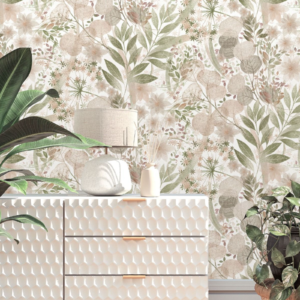 Pink & Green Floral Wallpaper Textured Vinyl Feature Wall