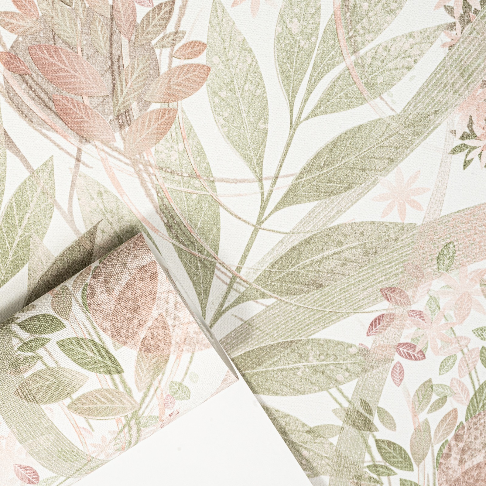 Pink & Green Floral Wallpaper Textured Vinyl Feature Wall - Image 8