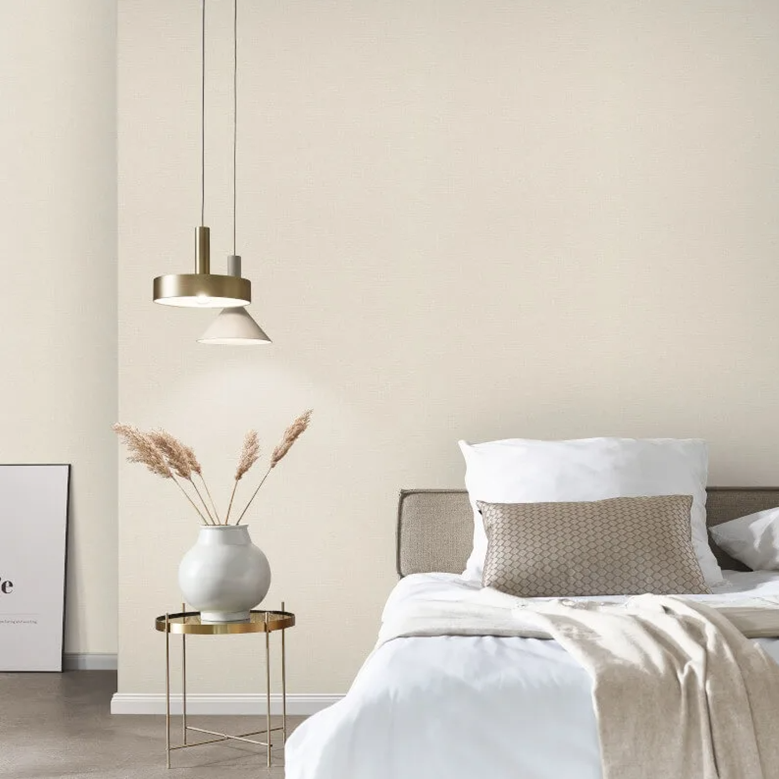 Plain Cream Beige Tones Wallpaper Linen Effect Textured Vinyl - Image 5