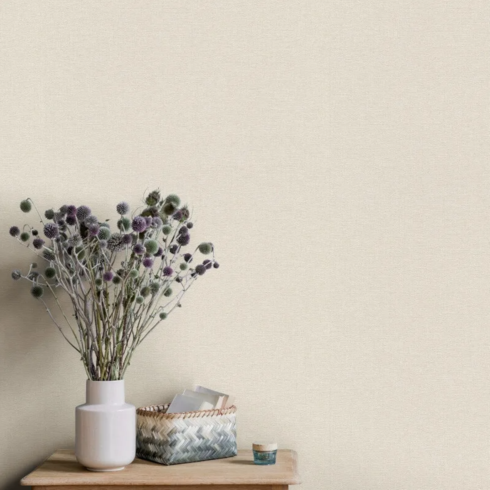 Plain Cream Beige Tones Wallpaper Linen Effect Textured Vinyl - Image 4