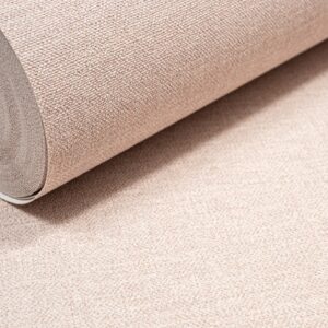 Plain Pale Pink Wallpaper Linen Effect Textured Free Match Non-Woven Vinyl