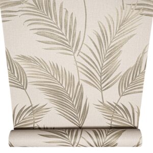 Taupe Floral Leaf Wallpaper Gold Metallic Shimmer Slightly Imperfect Feature