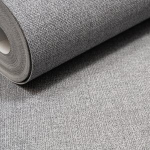 Plain Grey Linen Effect Wallpaper Slightly Imperfect Textured Vinyl