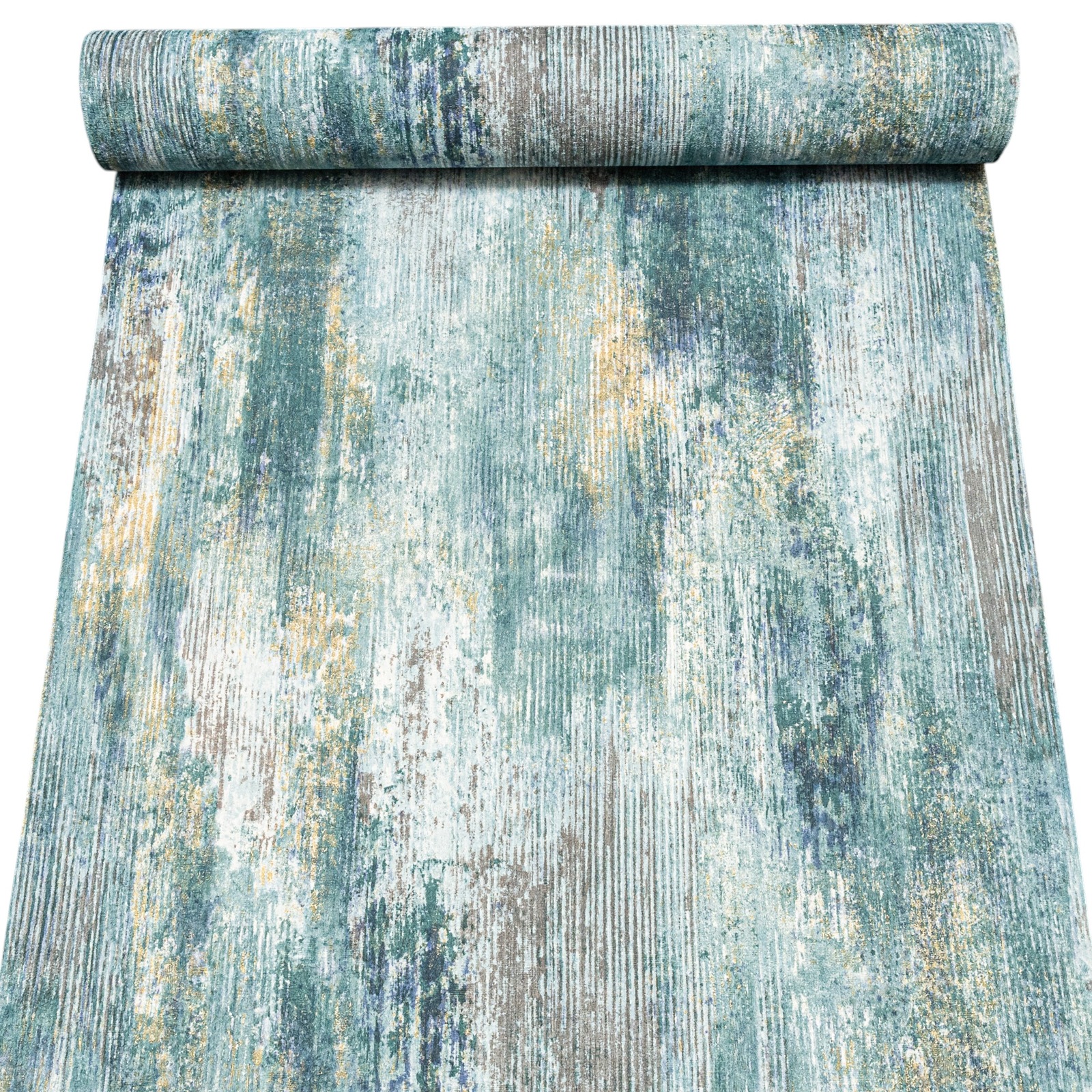 Green Blue Tones Wallpaper Gold Metallic Shimmer Textured Concrete Effect Slightly Imperfect Vinyl - Image 2
