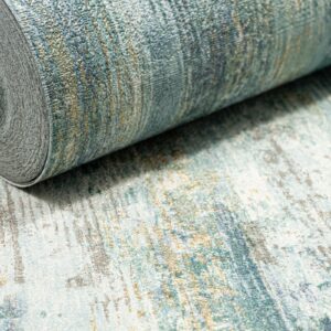 Green Blue Tones Wallpaper Gold Metallic Shimmer Textured Concrete Effect Slightly Imperfect Vinyl