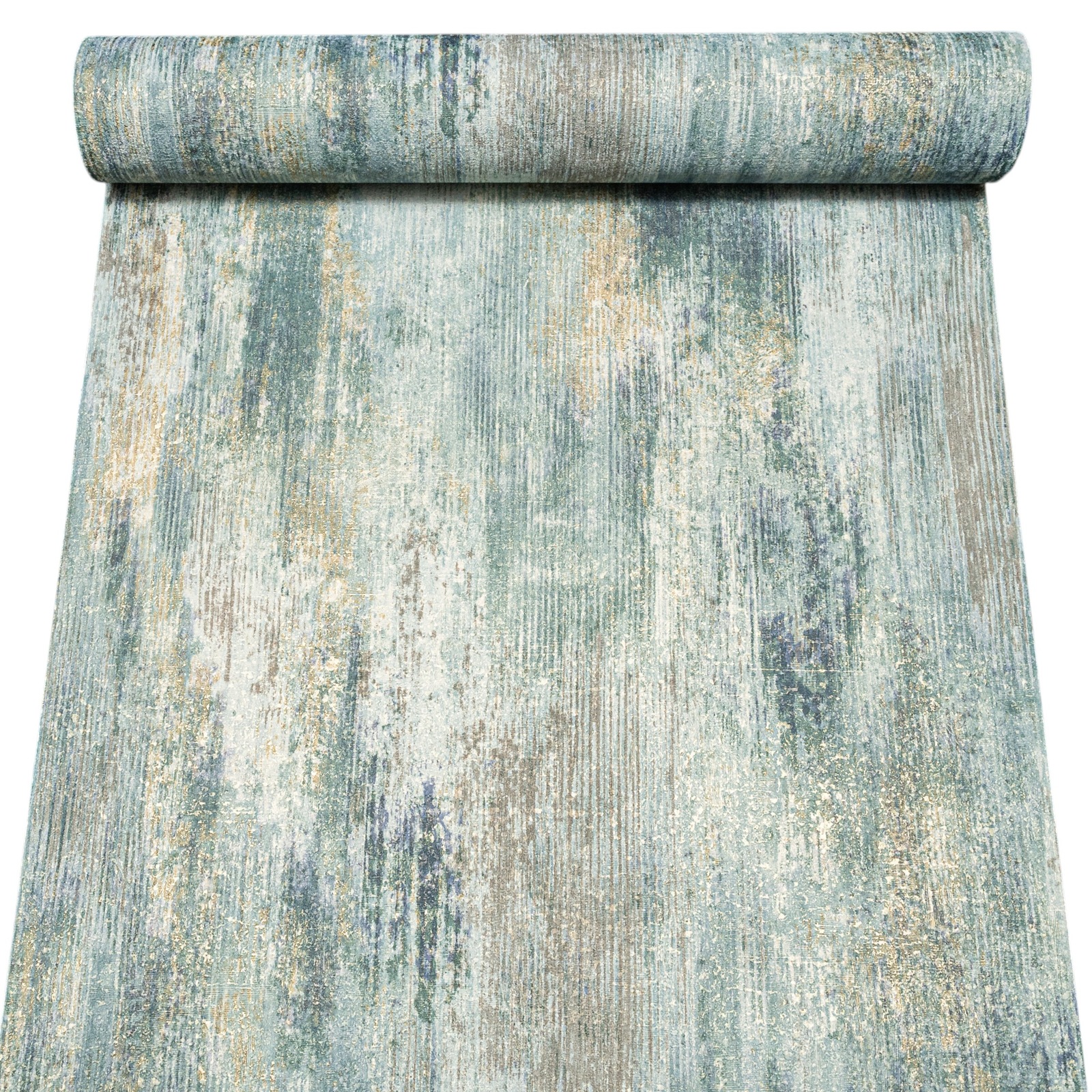 Green Blue Tones Wallpaper Gold Metallic Shimmer Textured Concrete Effect Slightly Imperfect Vinyl - Image 2