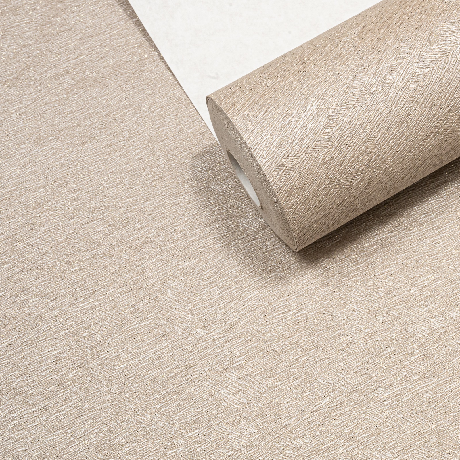 Taupe Mushroom Mix Wallpaper Plain Gold Glitter Textured Slightly Imperfect Vinyl - Image 7