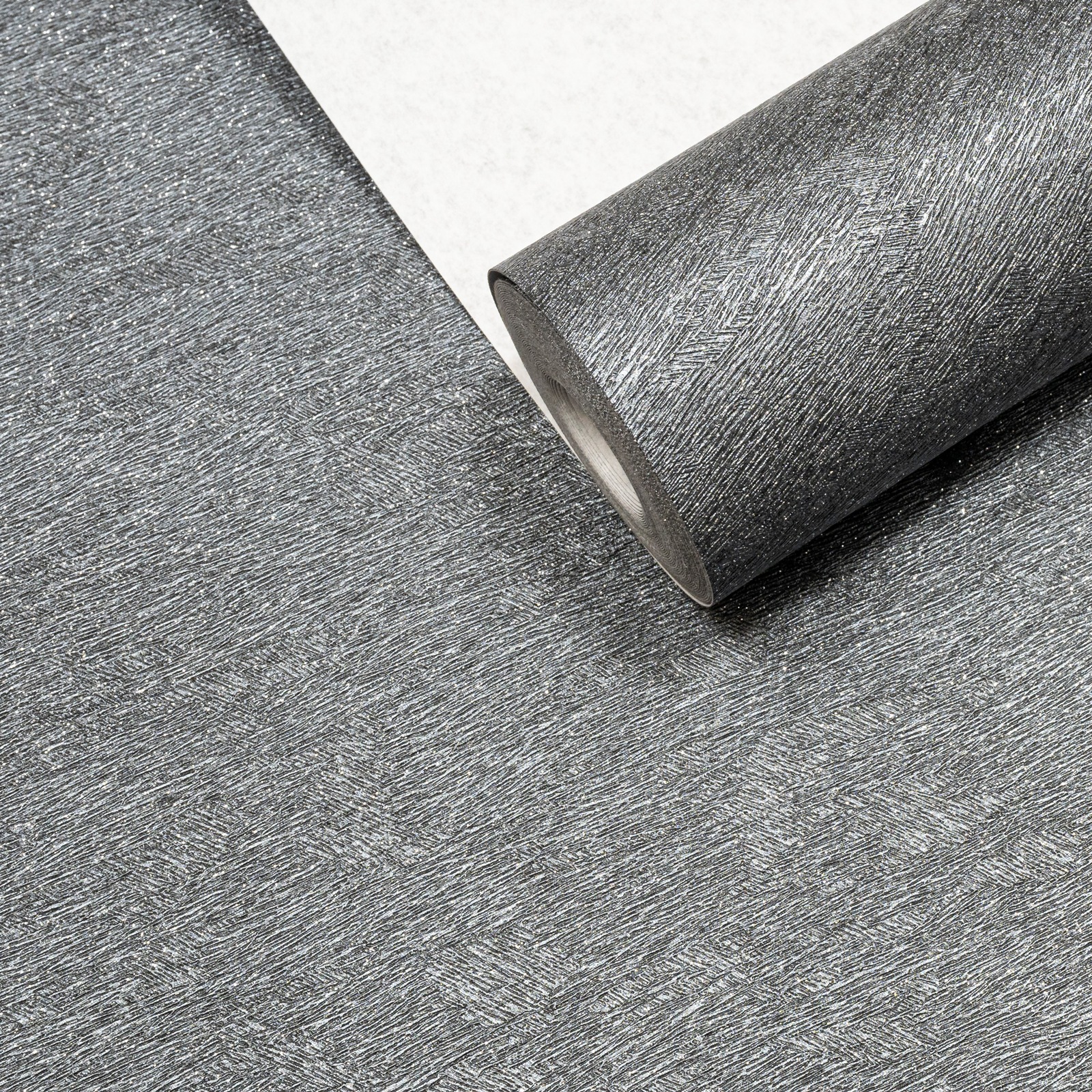 Plain Black Textured Wallpaper Silver Glitter Shimmer Slightly Imperfect Vinyl - Image 7