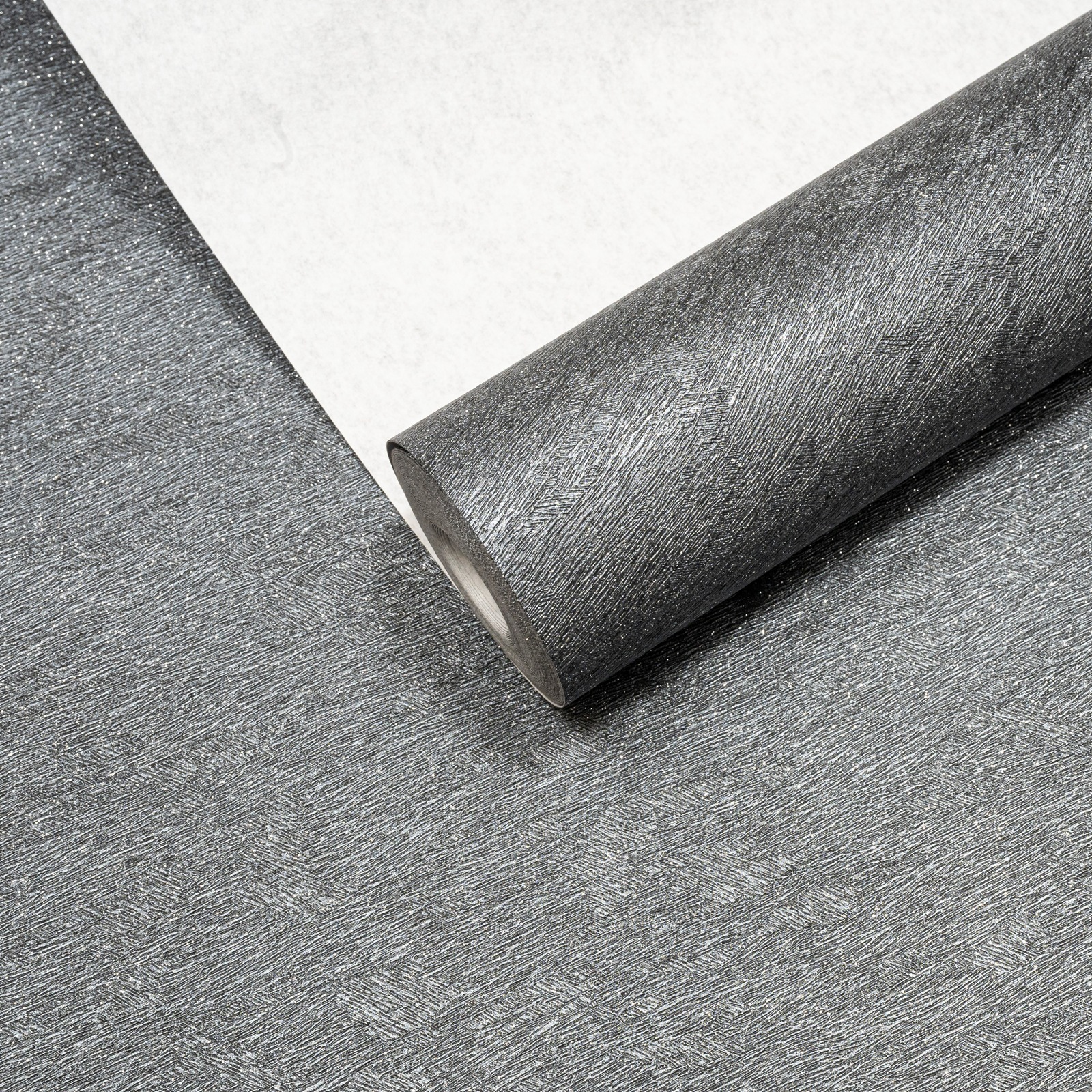 Plain Black Textured Wallpaper Silver Glitter Shimmer Slightly Imperfect Vinyl - Image 5