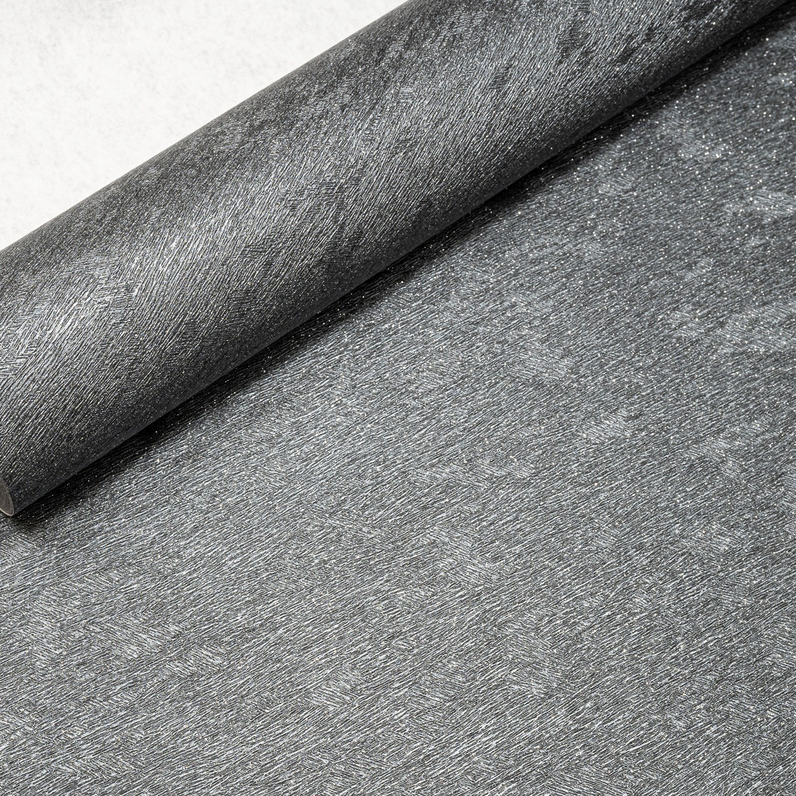 Plain Black Textured Wallpaper Silver Glitter Shimmer Slightly Imperfect Vinyl - Image 4
