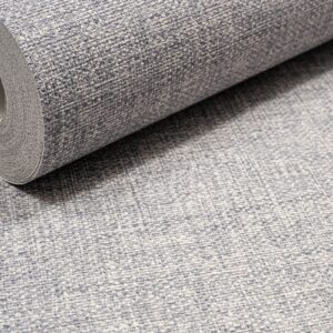 Plain Blue Linen Effect Wallpaper Textured Slightly Imperfect Vinyl