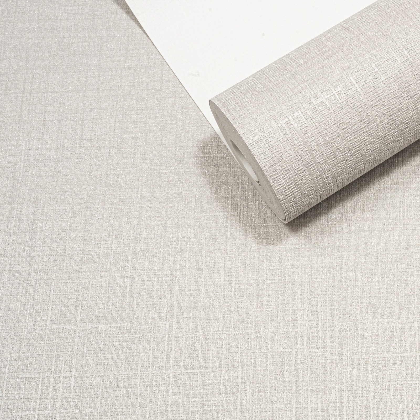 Plain Grey Linen Effect Wallpaper Silver Shimmer Glitter Slightly Imperfect Vinyl - Image 7