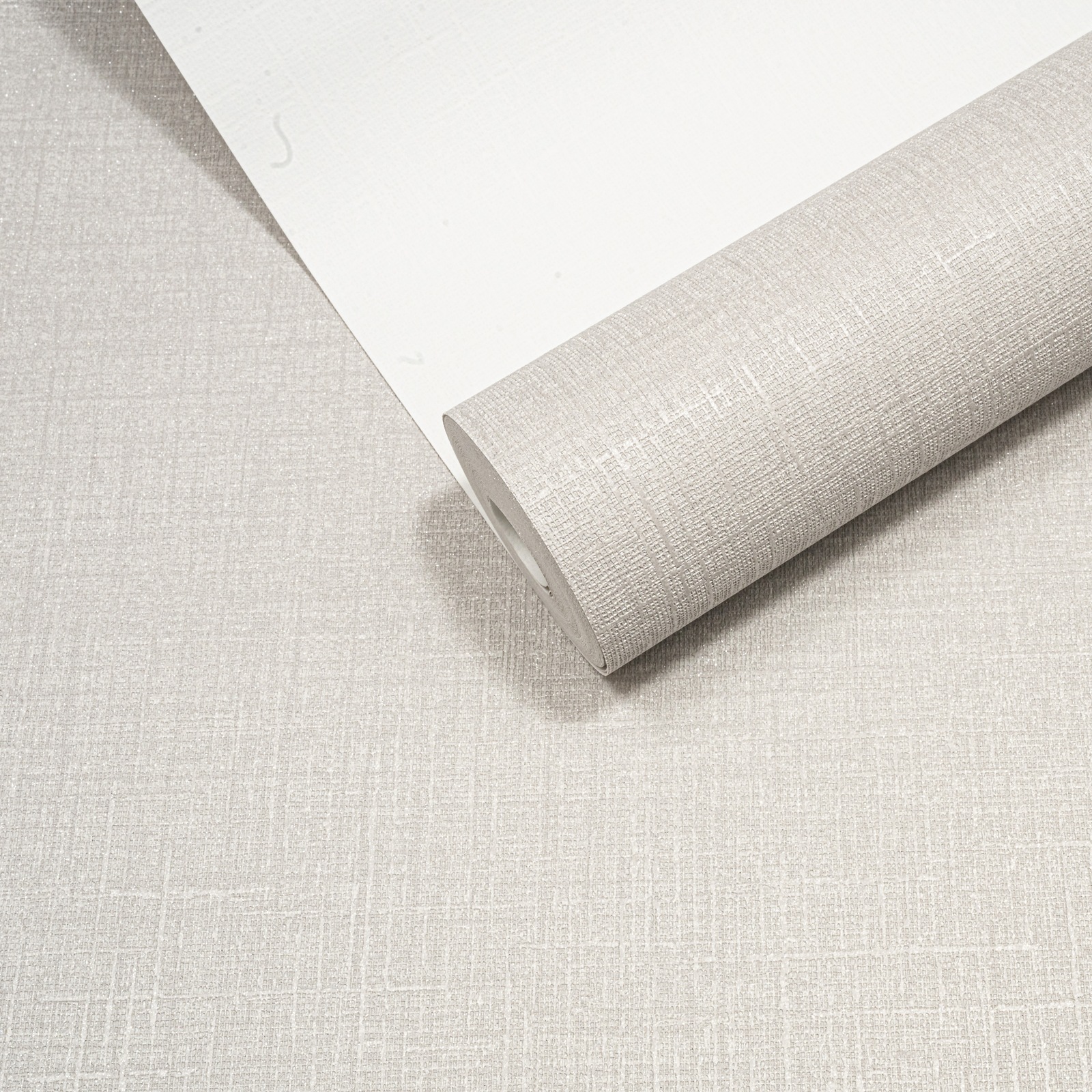 Plain Grey Linen Effect Wallpaper Silver Shimmer Glitter Slightly Imperfect Vinyl - Image 5