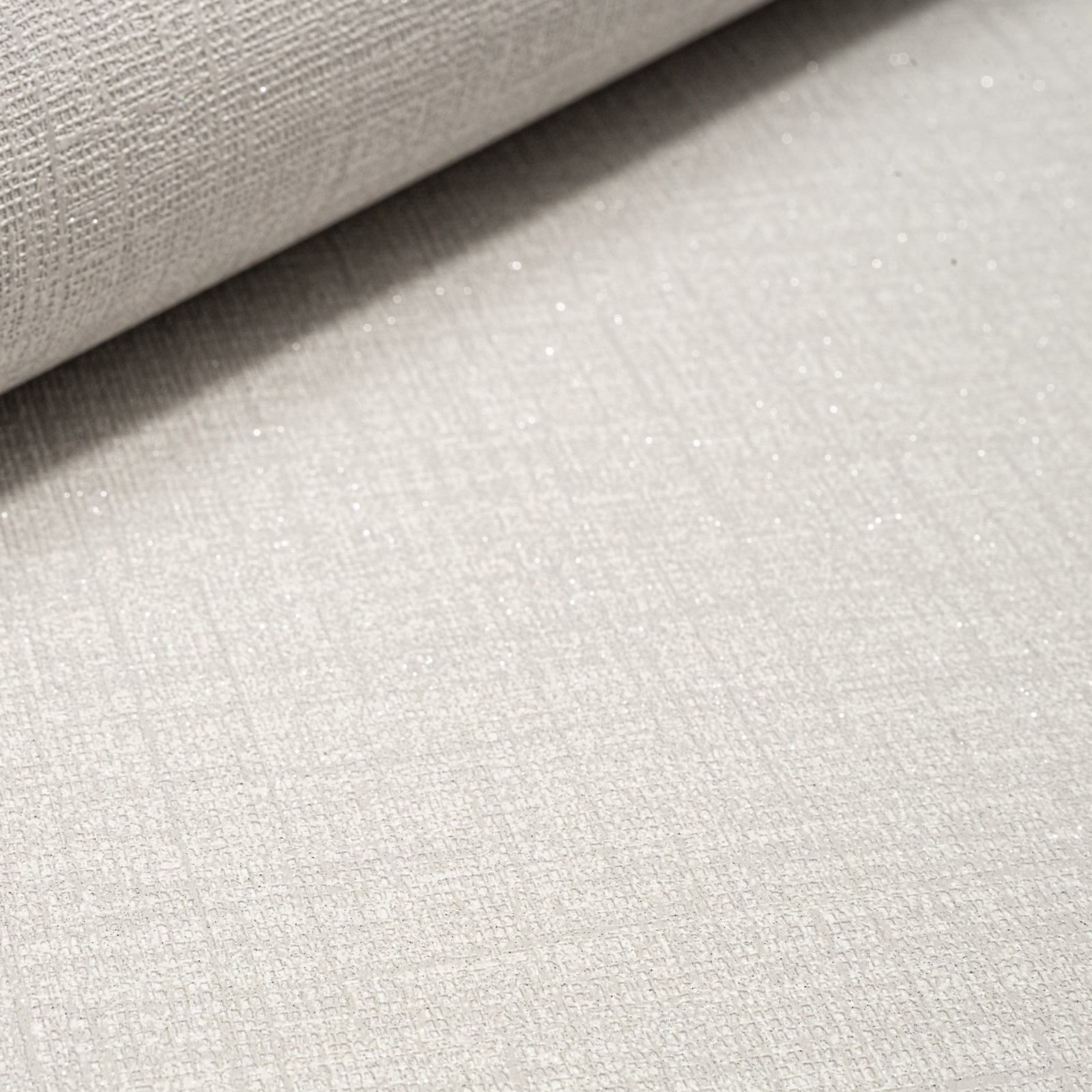 Plain Grey Linen Effect Wallpaper Silver Shimmer Glitter Slightly Imperfect Vinyl - Image 3