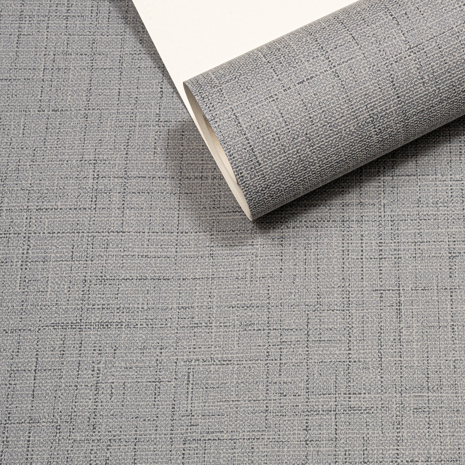 Plain Grey Linen Effect Wallpaper Textured Slightly Imperfect Vinyl - Image 6