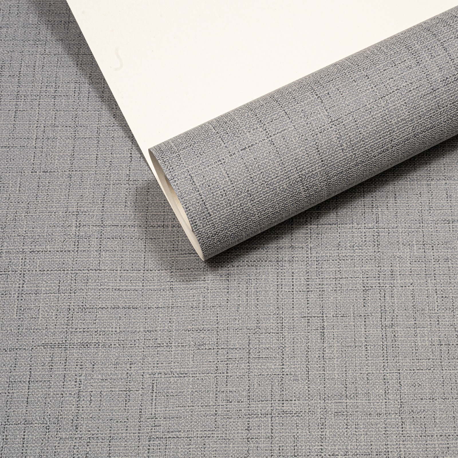 Plain Grey Linen Effect Wallpaper Textured Slightly Imperfect Vinyl - Image 4
