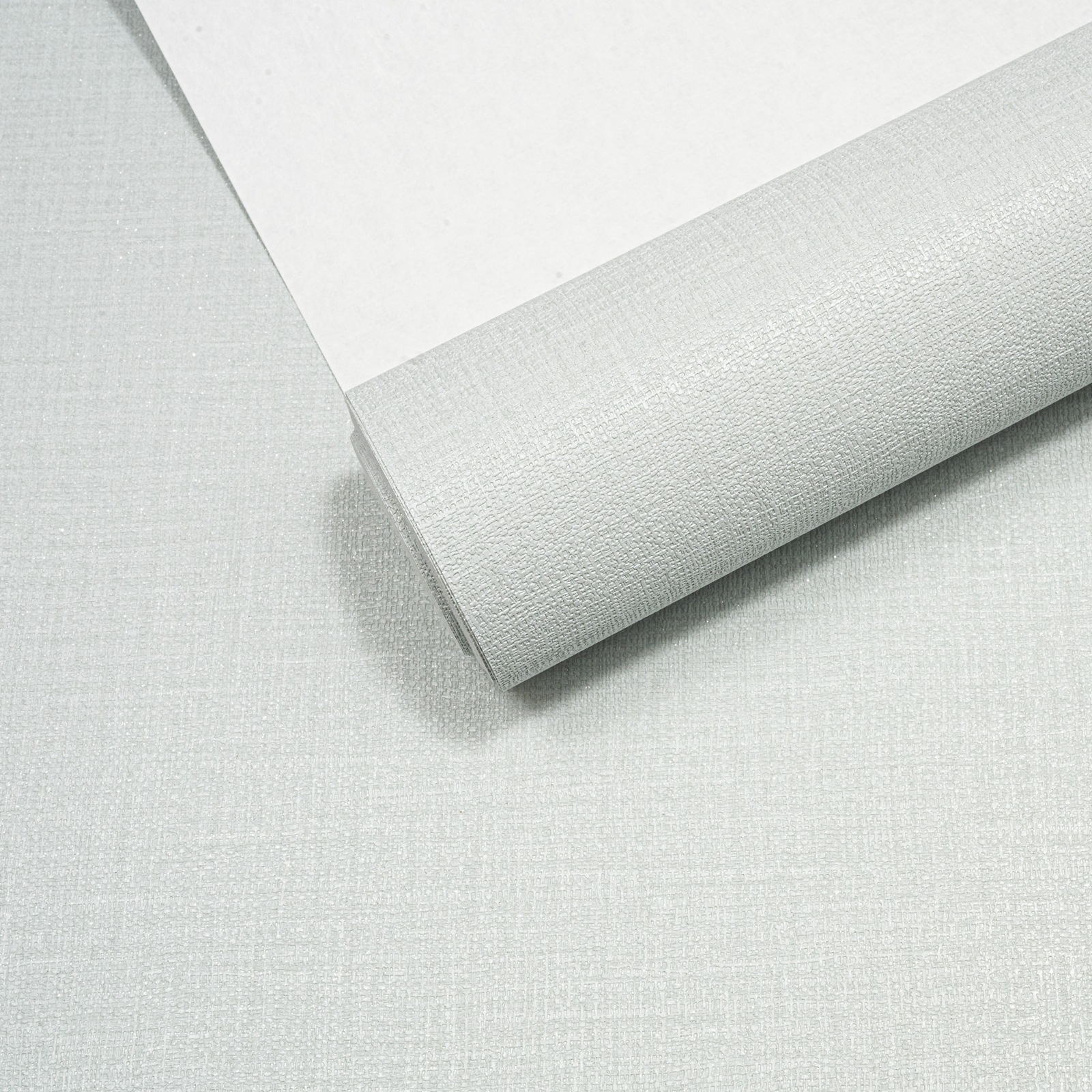 Plain Grey Linen Effect Wallpaper Silver Glitter Shimmer Textured Slightly Imperfect Vinyl - Image 5