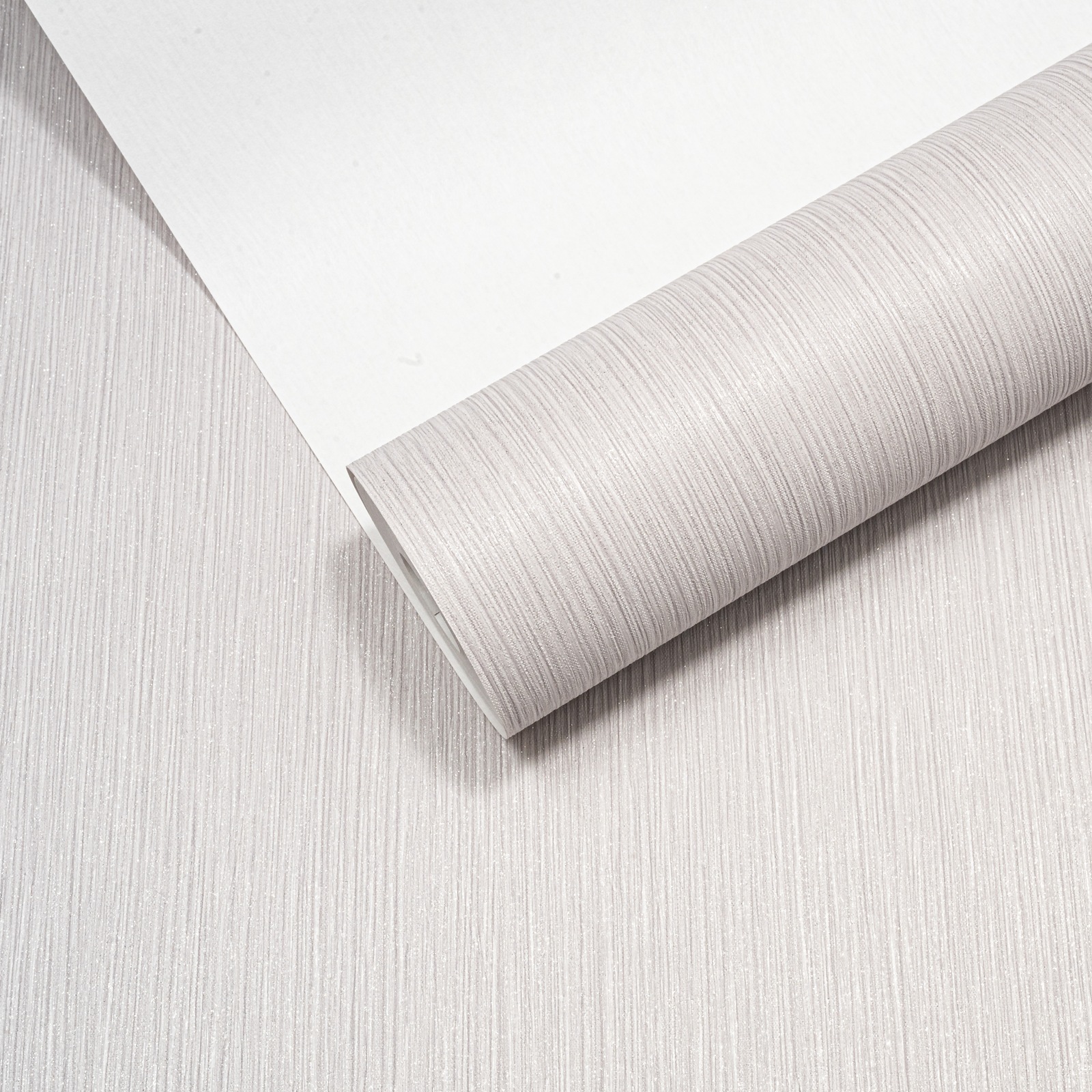 Plain Grey Textured Wallpaper Stripe Silver Glitter Shimmer Slightly Imperfect Vinyl - Image 4