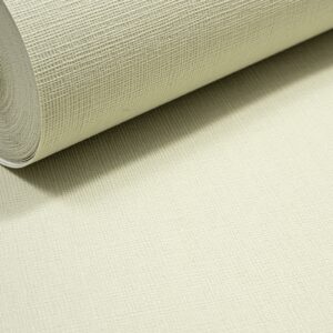 Plain Pale Yellow Linen Effect Wallpaper Textured Slightly Imperfect Vinyl