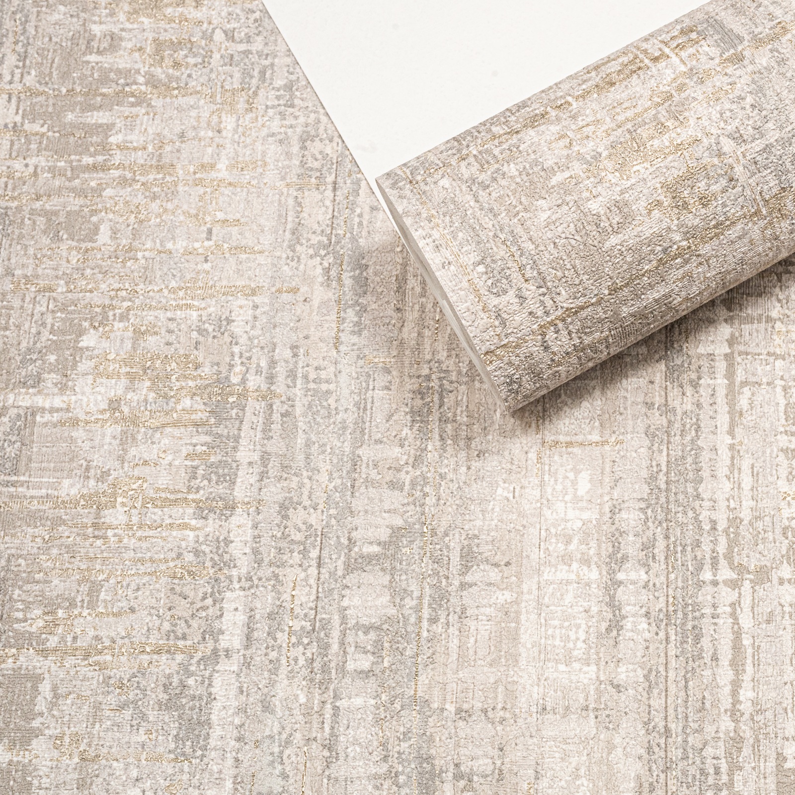 Plain Grey Gold Metallic Wallpaper Thick Textured Heavy Weight Slightly Imperfect Vinyl - Image 7