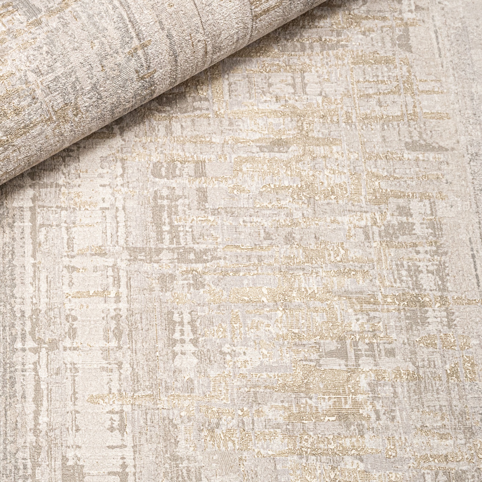 Plain Grey Gold Metallic Wallpaper Thick Textured Heavy Weight Slightly Imperfect Vinyl - Image 6