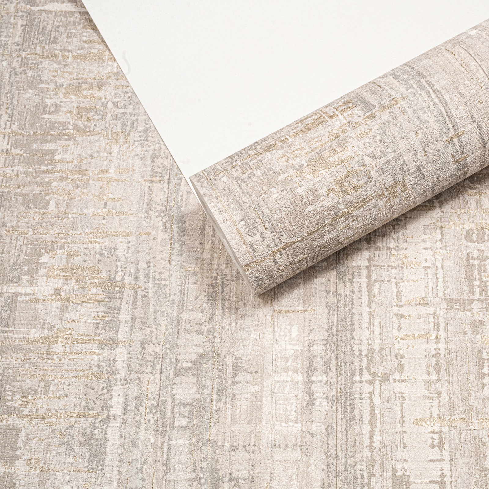 Plain Grey Gold Metallic Wallpaper Thick Textured Heavy Weight Slightly Imperfect Vinyl - Image 5