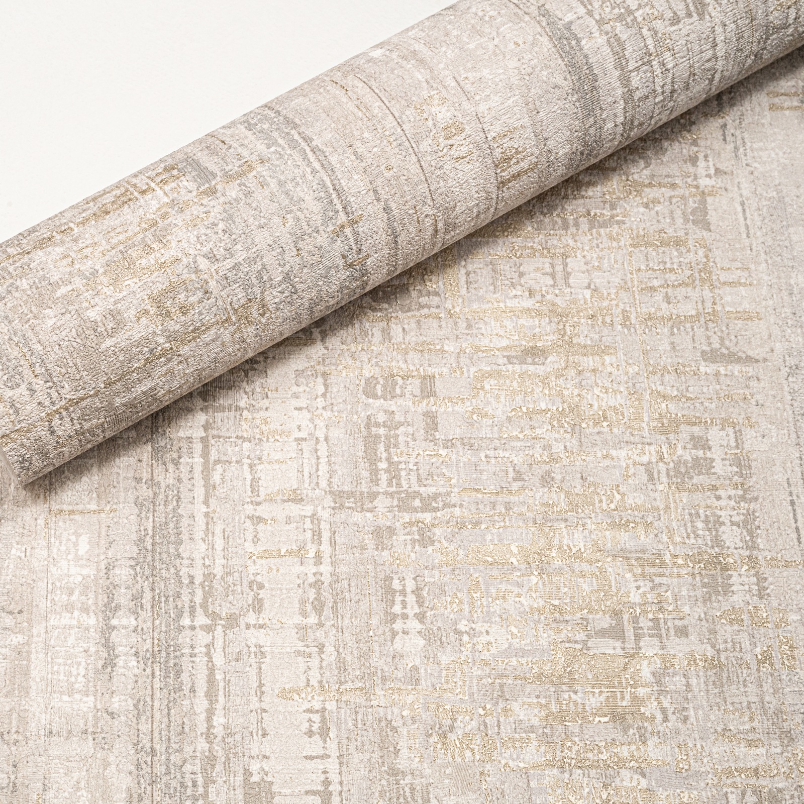 Plain Grey Gold Metallic Wallpaper Thick Textured Heavy Weight Slightly Imperfect Vinyl - Image 4