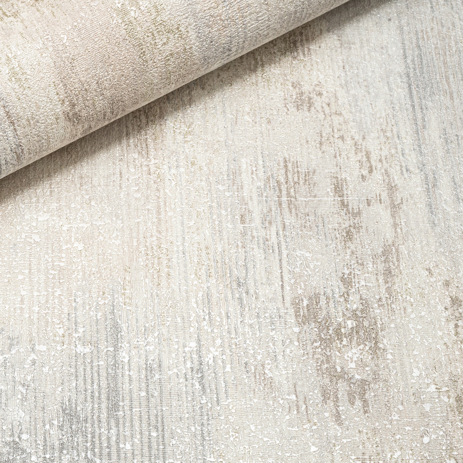 Off White Silver Concrete Effect Wallpaper Shimmer Thick Textured Slightly Imperfect Vinyl - Image 6